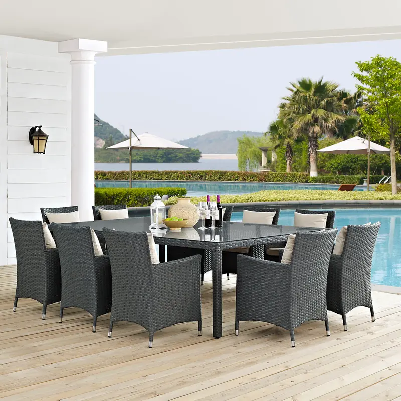 Sojourn 11 Piece Outdoor Patio Sunbrella® Dining Set By Modway - EEI-2311