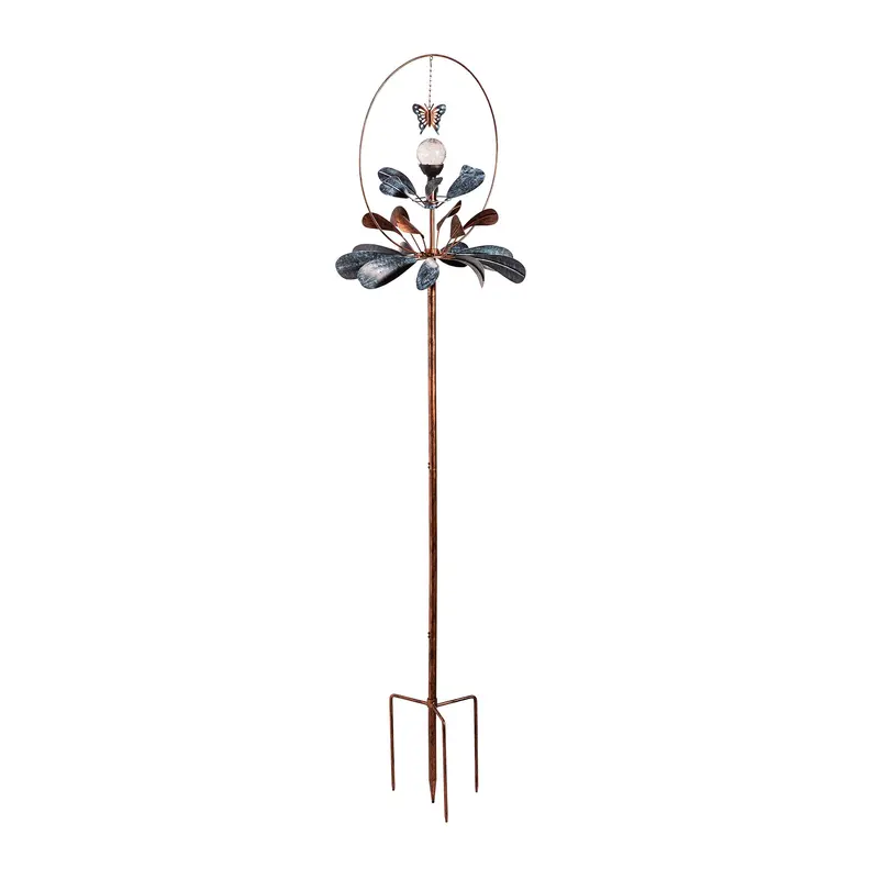 Solar Metal Wind Spinner, Sphere Flower, 81"H