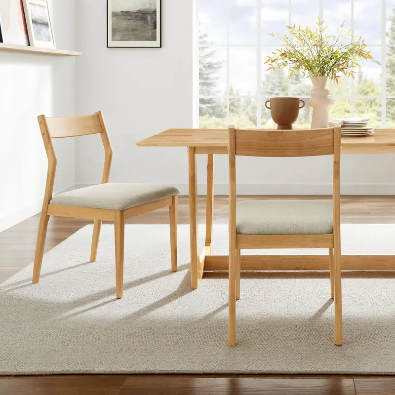 Solara Fabric Wood Dining Side Chairs Set of 2 by Modway