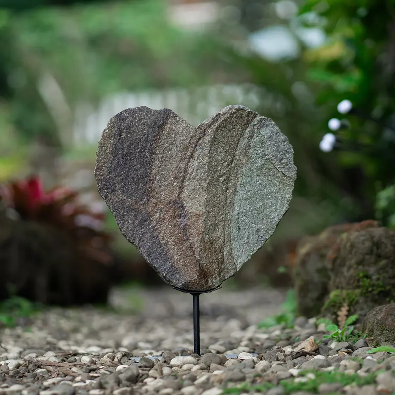 Solid Slate Heart on Stand Set of 2 By Garden Age Supply