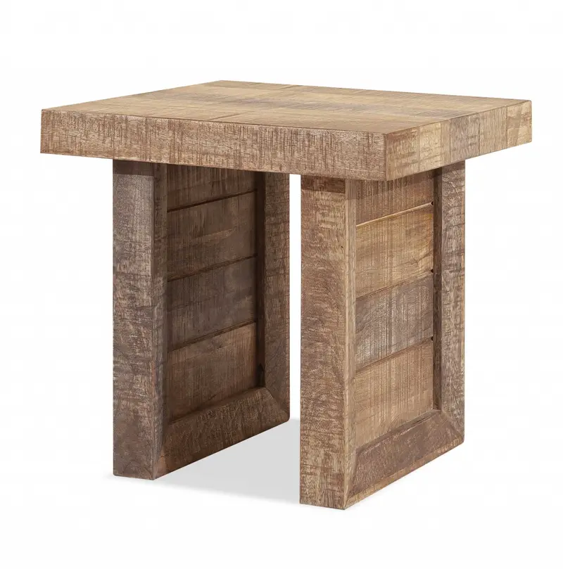 Solid Wood Butcher Block Style End or Side Table By Homeroots