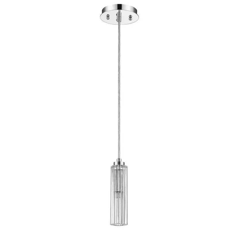 Solo 1-Light Polished Chrome Pendant With Multi-Faceted Round Crystal Shade By Homeroots