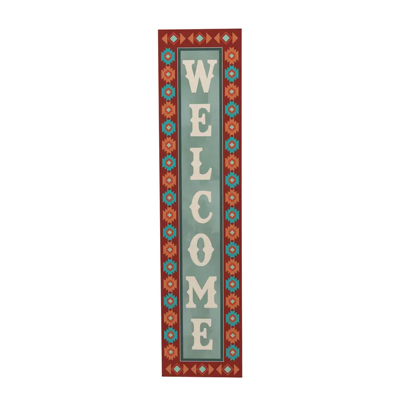 Southwest Pueblo Porch Leaner, Aztec "Welcome", 46"H