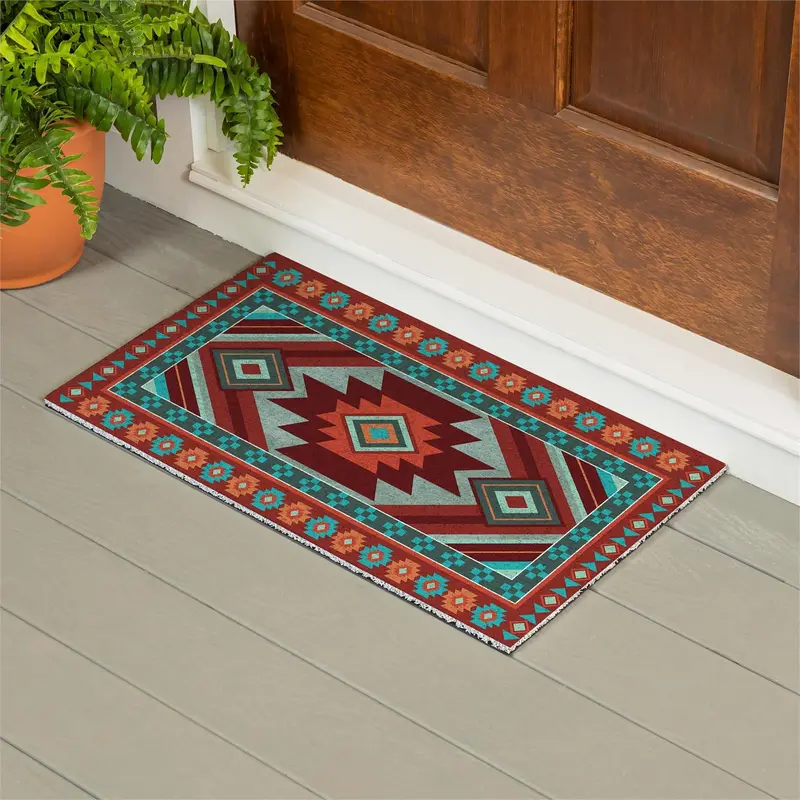 Southwest Pueblo PVC Trapper Mat, Aztec, 28"x16"