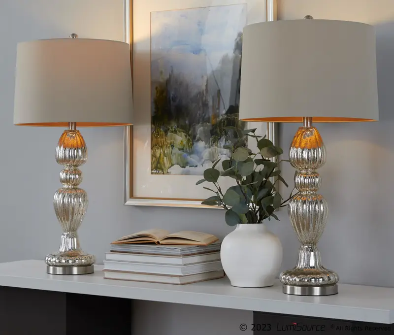 Spade 30" Glass Table Lamp - Set of 2 By LumiSource - GTG30-SPADE SVBNINA2