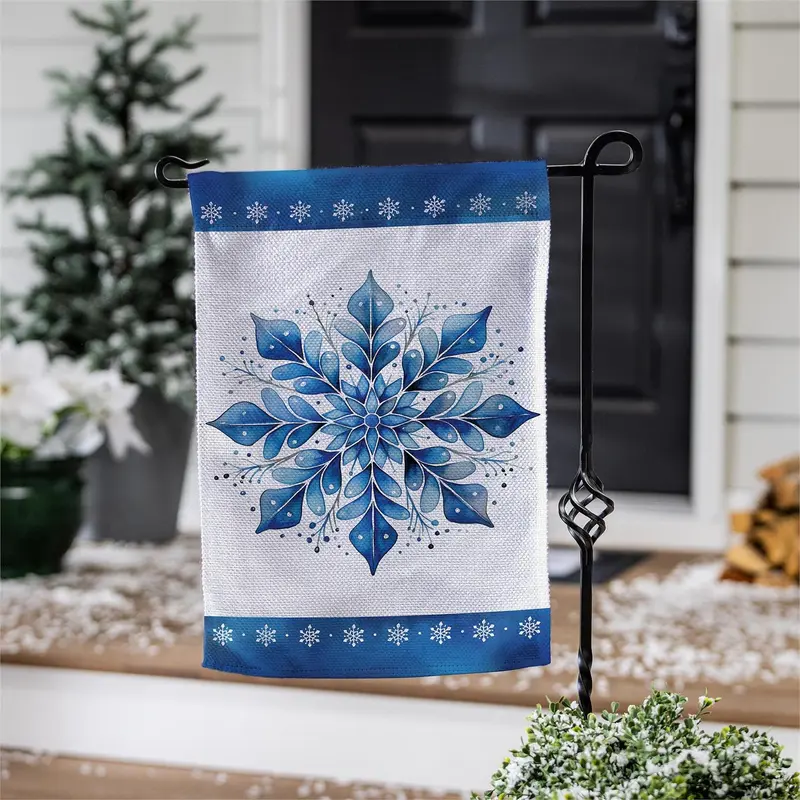 Sparkling Snowflake Burlap Garden Flag