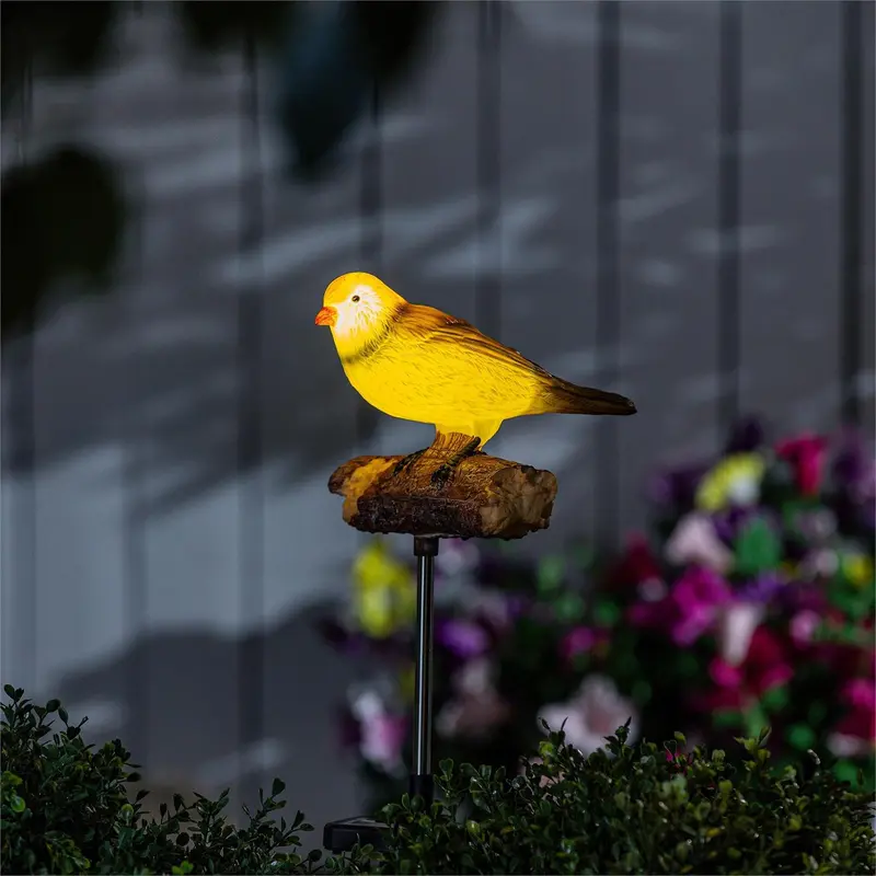 Sparrow Chirping Charmer Solar Garden Stake