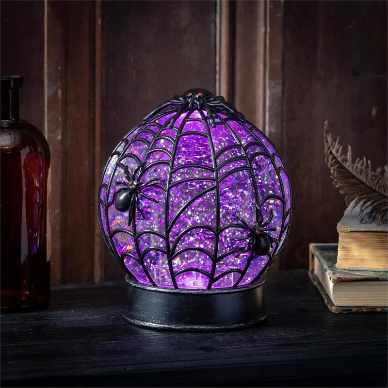 Spider Web LED Water Globe, 7.5"H