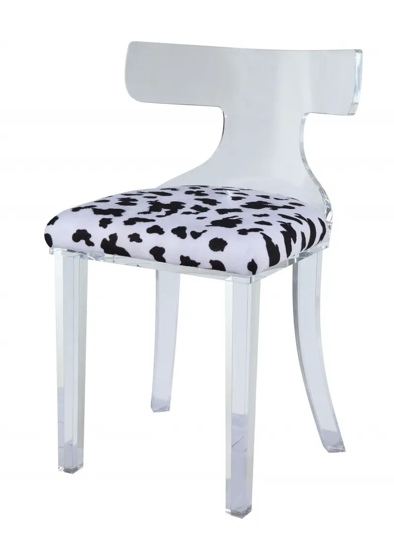 Spotted Velvet And Clear Acrylic Accent Chair By Homeroots