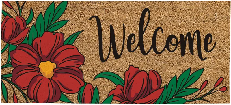 Spring Floral Welcome Flocked Sassafras Coir Switch Mat,2rmc1281lm