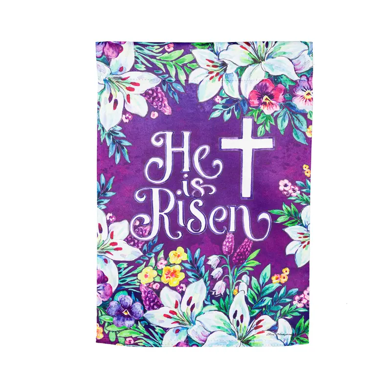 Spring Flowers Easter Cross Garden Suede Flag,14s10169
