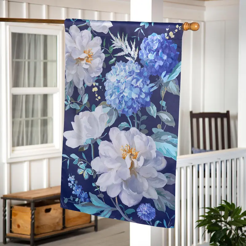 Spring Morning Blooms Suede House Flag