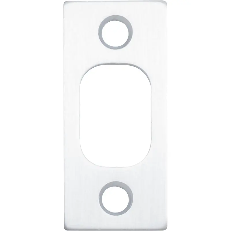 Square Corner Deadbolt Strike Plate, 1" x 2-1/4", 1-5/8" Center-to-Center, Satin Chrome by Stone Harbor Hardware