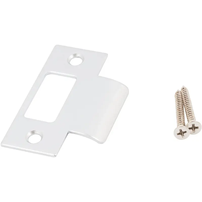 Square Corner T-Strike Plate, 2-3/4 Inches, 2-1/8" Center-to-Center, Satin Chrome by Stone Harbor Hardware