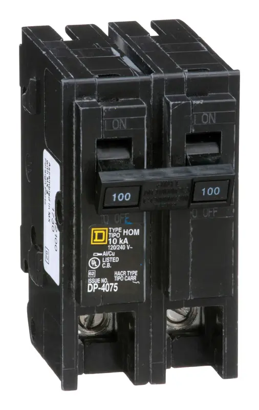 Square D HomeLine 100 amps Surge 2-Pole Circuit Breaker - Open Box