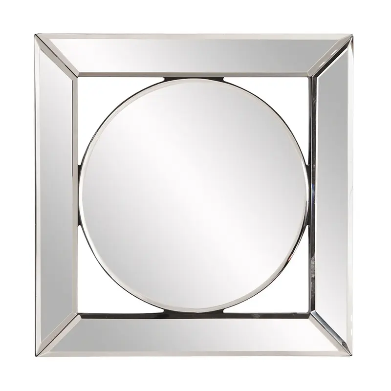 Square Mirror with Center Round Mirror By Homeroots