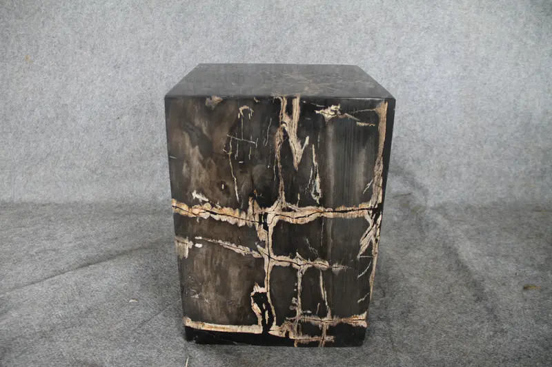 Square Petrified Wood Log Stool 18" x 12" x 12" - BK.77