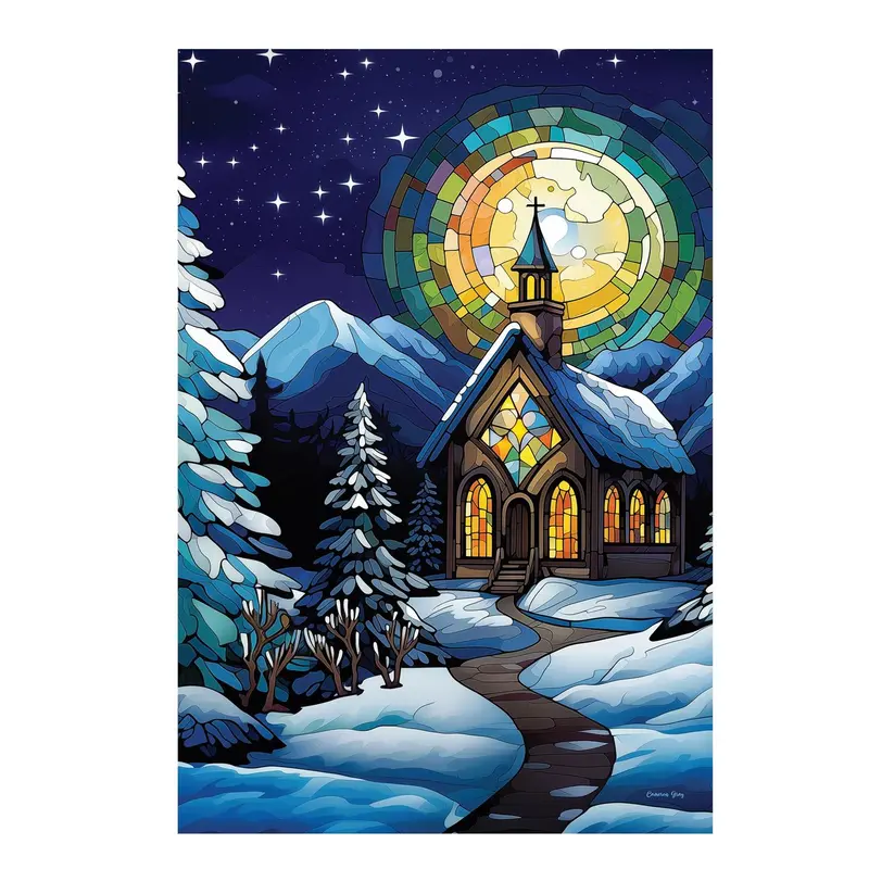 Stained Glass Church Lustre Flag House