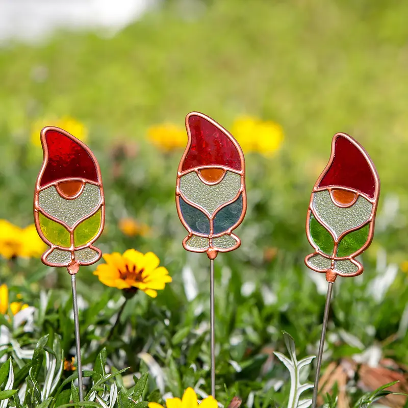 Stained Glass Pot Stakes - Gnom 16"H Set of 6 By Garden Age Supply