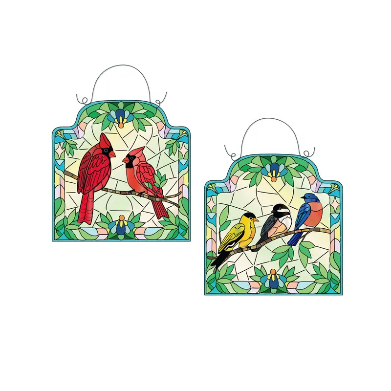 Stained Glass Songbirds Double Sided Door Decor