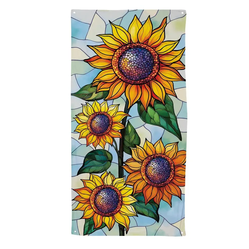 Stained Glass Sunflower Stalk Door Cover