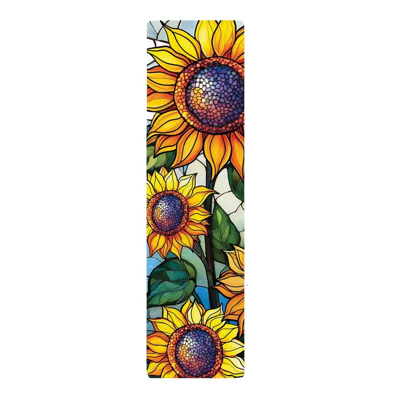 Stained Glass Sunflower Stalk PVC Vertical Yard Sign, 8"Wx30"H