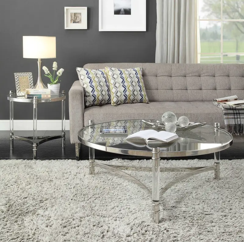 Stainless Steel Clear Acrylic And Glass End Table By Homeroots - 318955