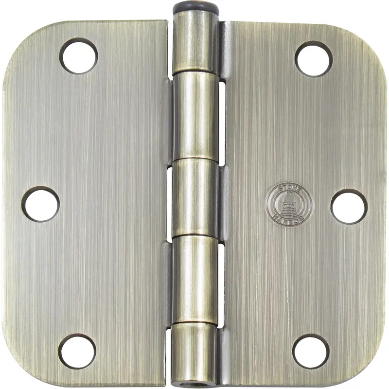 Standard Hinge, 3-1/2 Inches, 5/8" Radius Corner, Bulk Pack (100 Each), Antique Brass by Stone Harbor Hardware