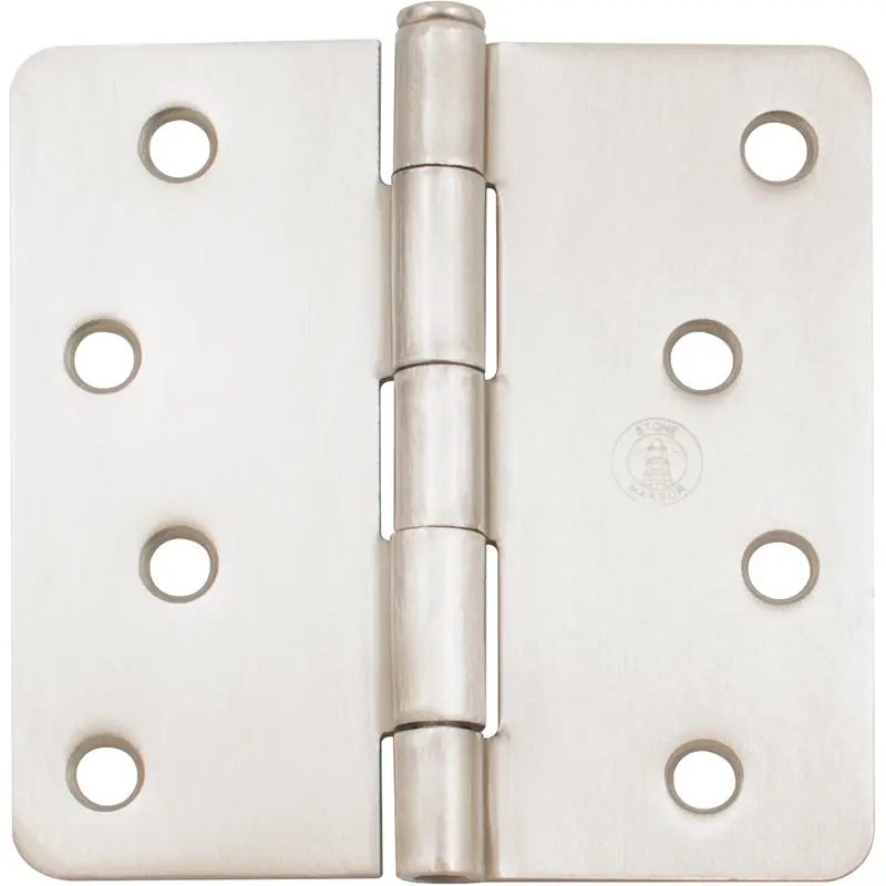 Standard Hinge, 4 Inches, 1/4" Radius Corner, Bulk Pack (100 Each), Satin Nickel by Stone Harbor Hardware