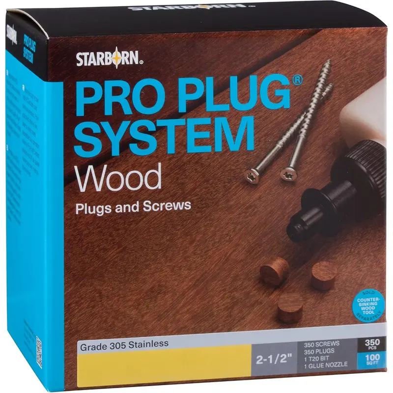 Starborn Pro Plug No. 8 X 2-1/2 in. L Meranti Star Flat Head Deck Screws and Plugs Kit 1 pk - Deal of The Week