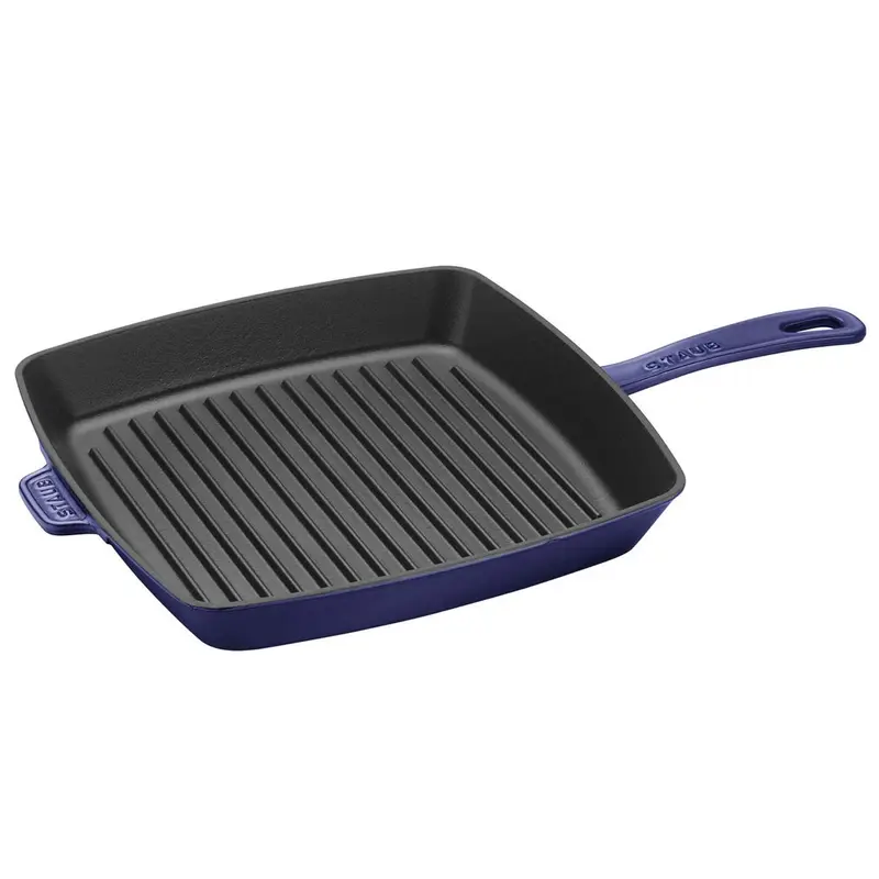 Staub Cast Iron 12" Square Grill Pan - Dark Blue