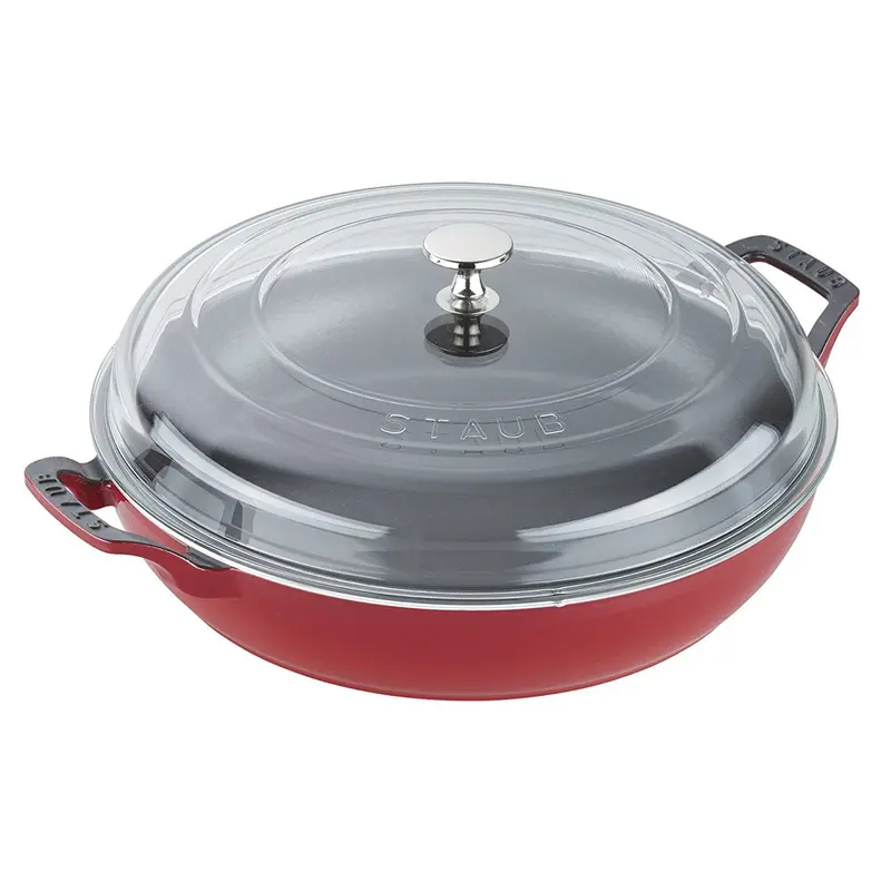 Staub Cast Iron 3.5-Quart Braiser With Glass Lid - Cherry