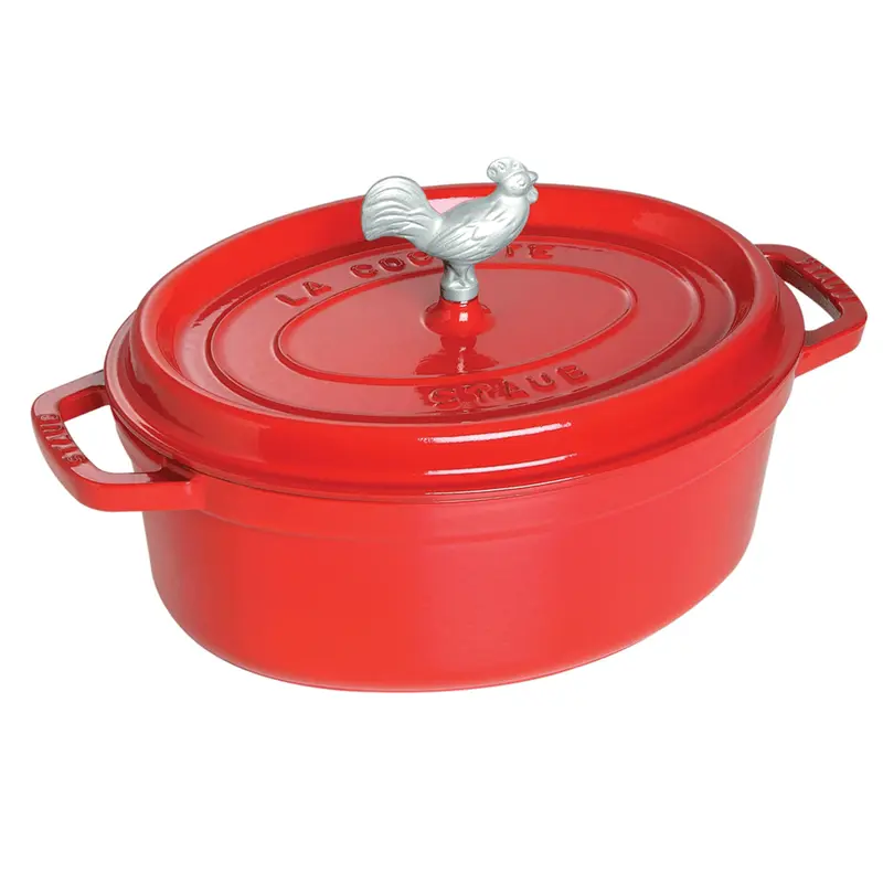 Staub Cast Iron 5.75- Quart Coq Au Vin Cocotte - Cherry