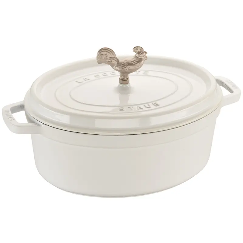 Staub Cast Iron 5.75-Quart Coq Au Vin Cocotte - White