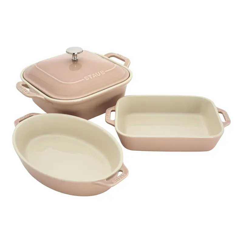 Staub Stoneware 4-pc Macaron Mixed Baking Dish Set - Light Pink