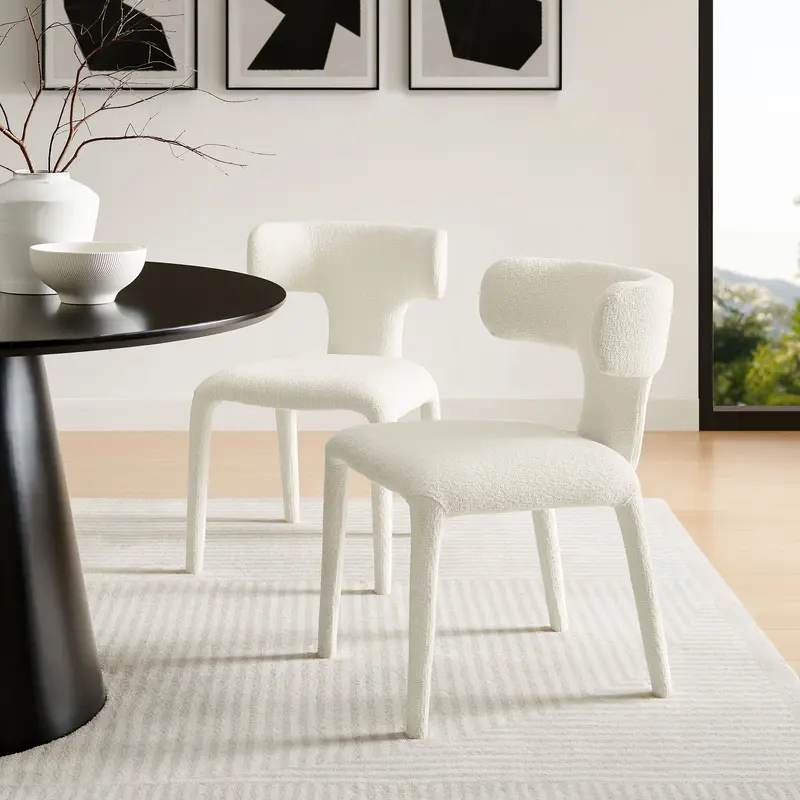 Stellan Curved Back Boucle Upholstered Dining Chair Set of 2 by Modway