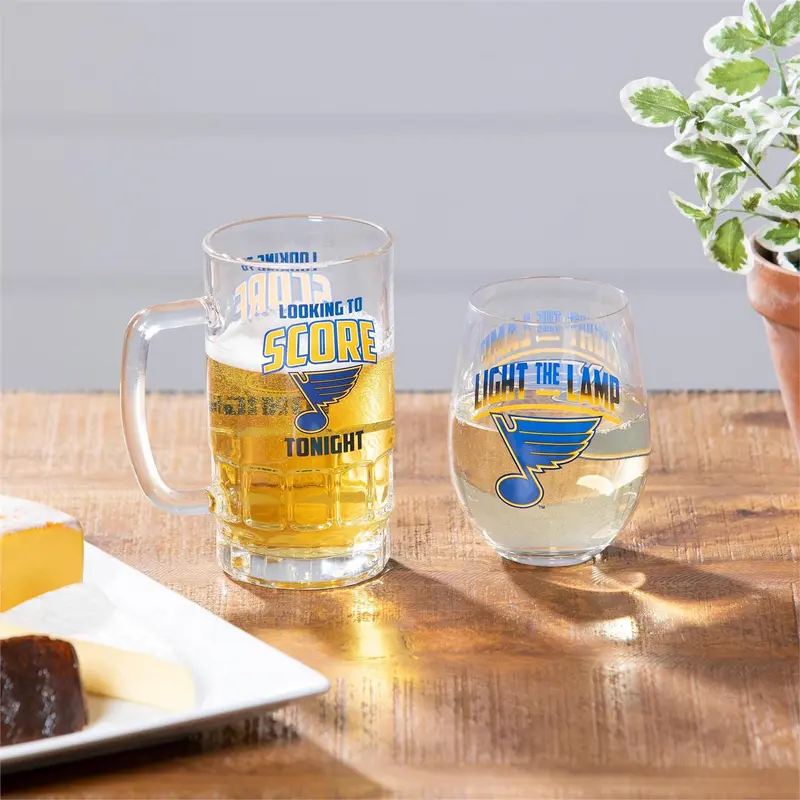Stemless 17OZ Glass & Tankard 16OZ Gift Set, St Louis Blues