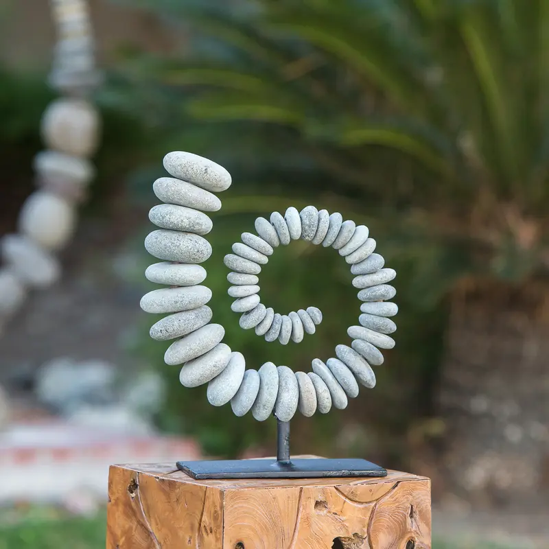 Stone Fibonacci on Stand Set of 2 By Garden Age Supply