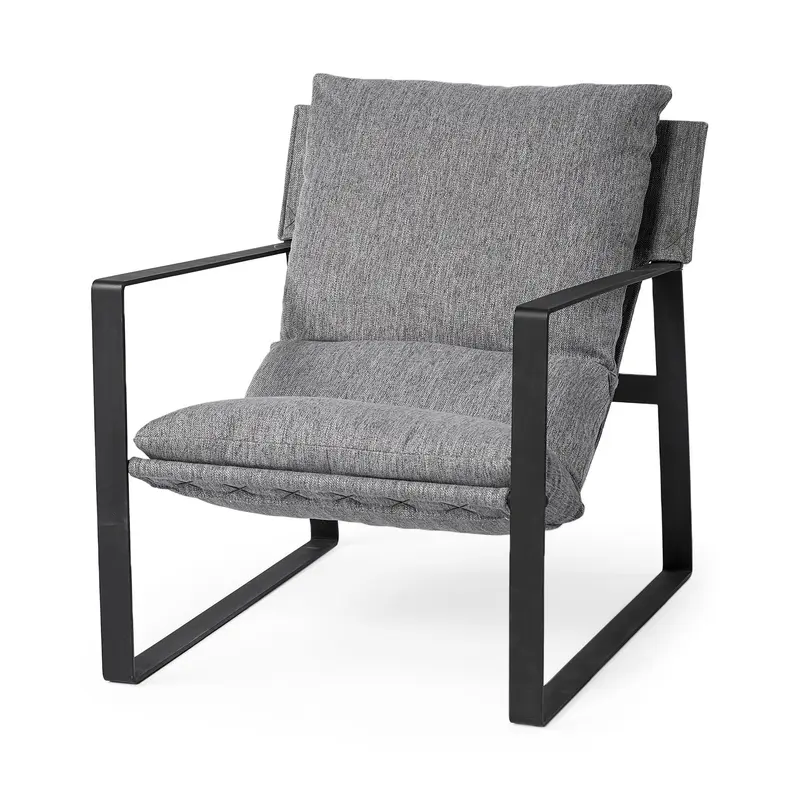 Stone Gray and Black Metal Sling Chair By Homeroots