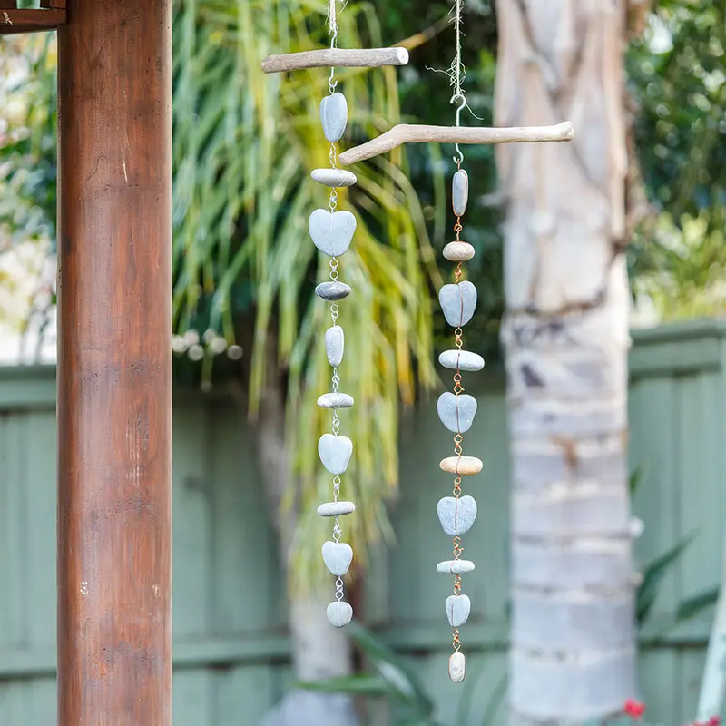Stone Heart Garlands - Galvanized Wire Set of 4 By Garden Age Supply