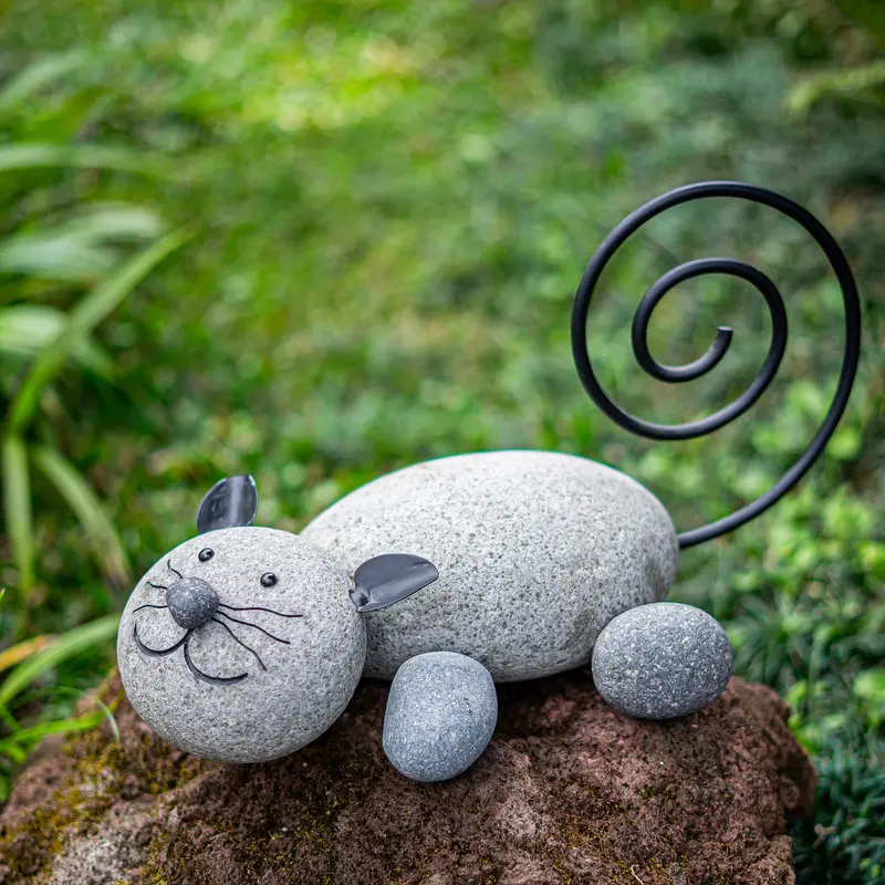 Stone Lying Cat Set of 2 By Garden Age Supply