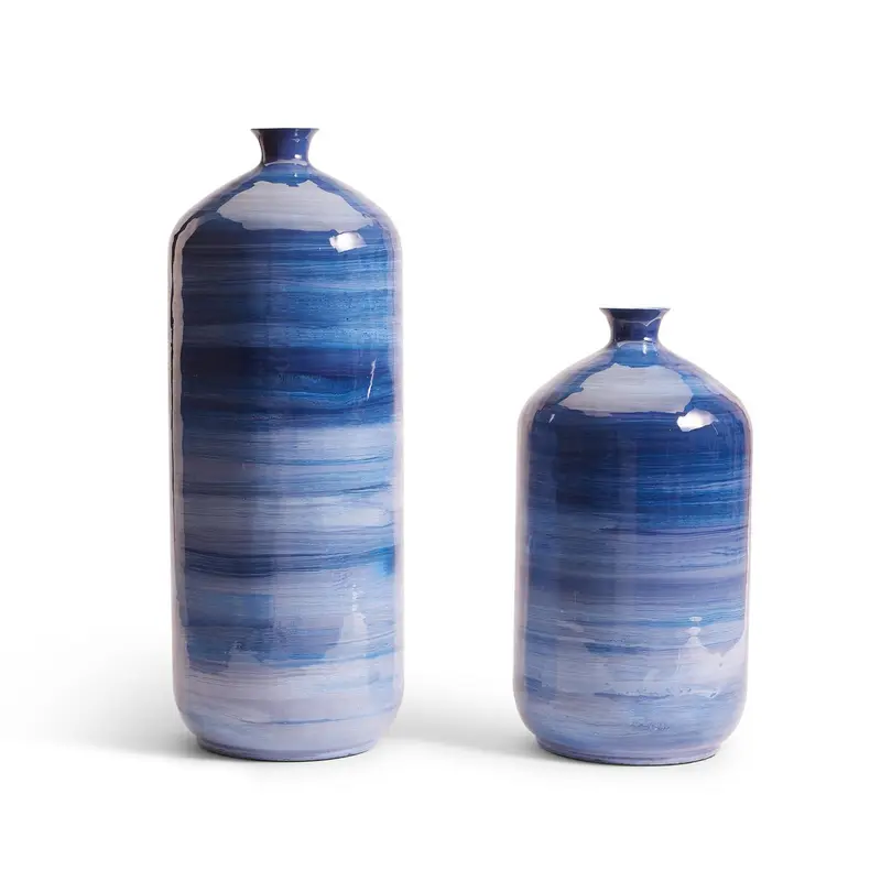 Stria Blue Tone Enamel Decorative Vase Set Of 4 By Tozai Home