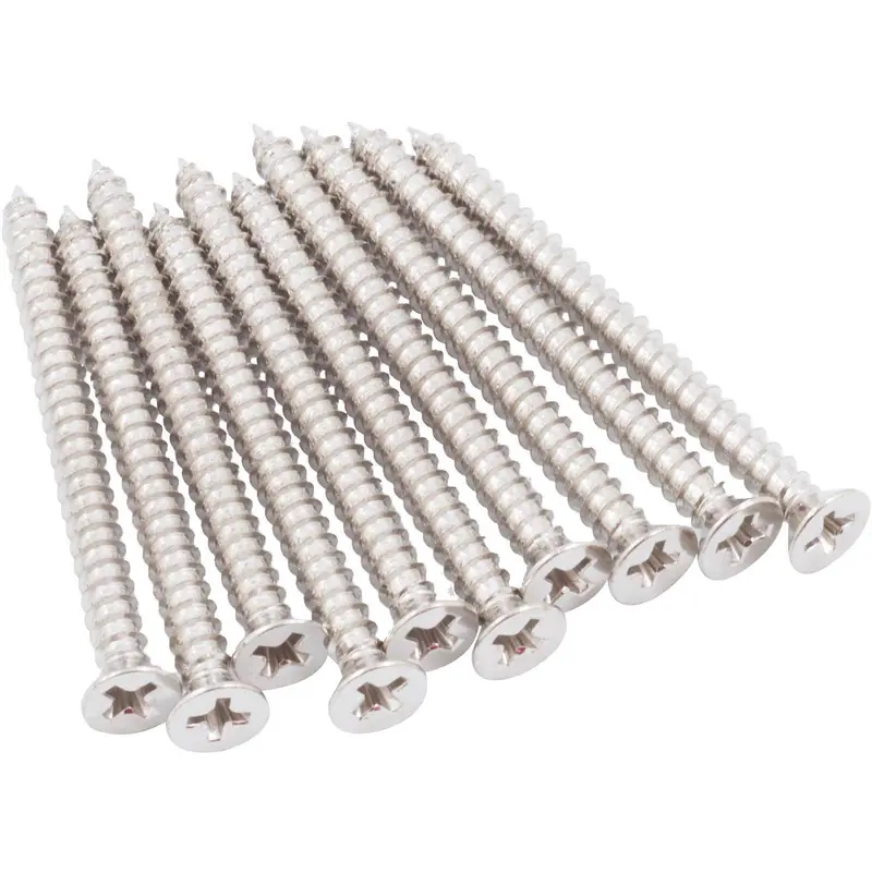 Strike Screws, #8 x 2", 10-Pack, Satin Nickel by Stone Harbor Hardware