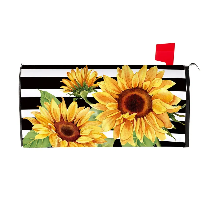 Striped Sunflowers Mailbox Cover