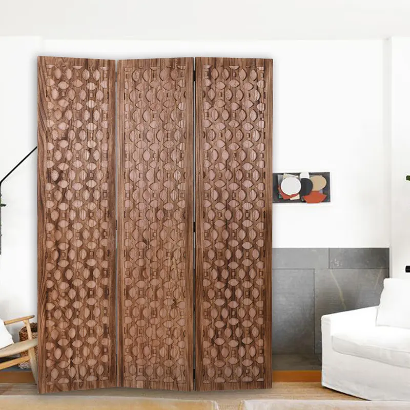 Stunning Carved Brown Wood Room Divider Screen By Homeroots