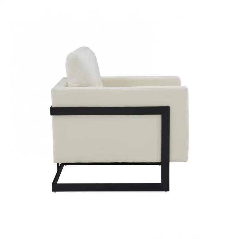 Stylish Cream and Black Fabric Accent Chair By Homeroots