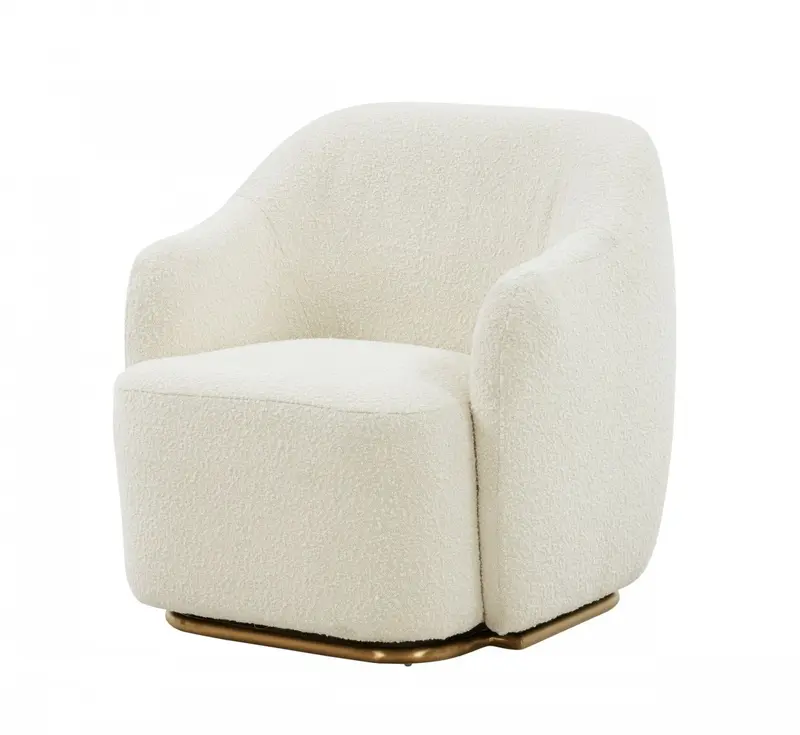 Stylish Off White Sherpa And Steel Chair By Homeroots