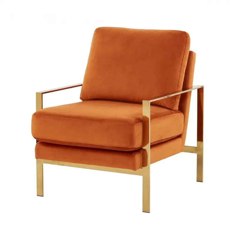 Stylish Orange And Gold Accent Chair By Homeroots
