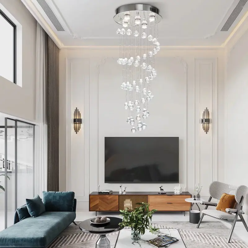 Stylish Spiral Faux Crystal Chandelier Light By Homeroots