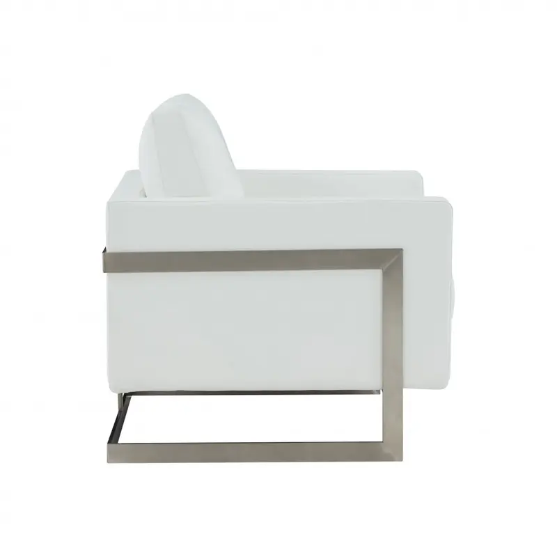 Stylish White and Black Faux Leather Accent Chair By Homeroots